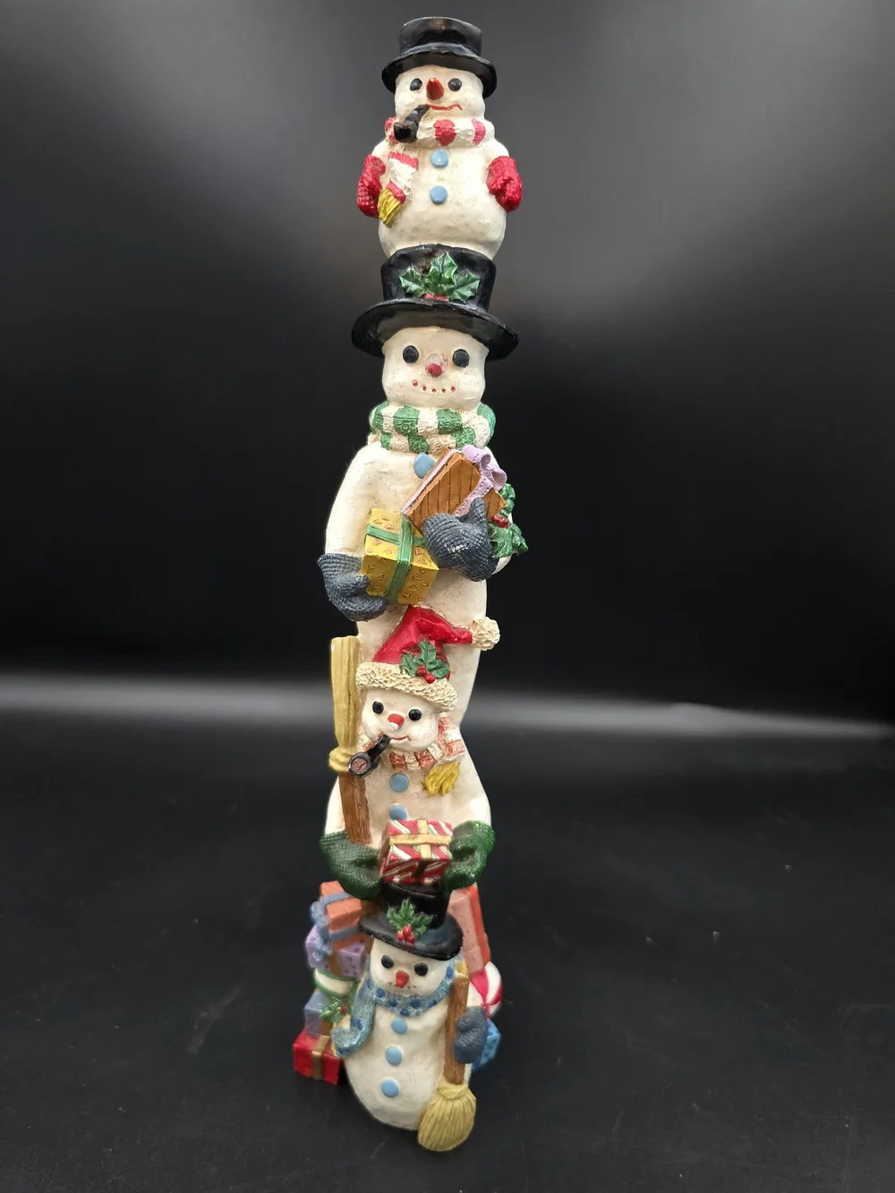 Stacked Snowmen Holiday Tower Figurine - Multicolor